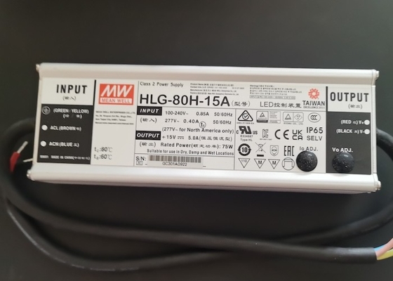 satın al Su geçirmez IP65 LED Sürücü 60w 75w 80w HLG-80H-15A 15V 5A Sabit Akım / Voltaj Çevrimiçi üretim