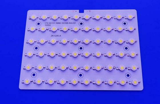 60W Lens SMD LED PCB Kartı, Bridgelux Çipli ve Sokak Lambası Modülü için 10 Seri 6 Paralel Devreli