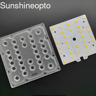 SMD 5050 50W LED PCB Board 80x140 Derece LED Sokak Işığı Modülü için Çap Çapı Lensi