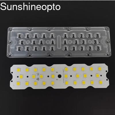100W 12PCS 7070 LED PCB Board With 158×103° Type II Optical LED Lens Road Lighting Şirketi